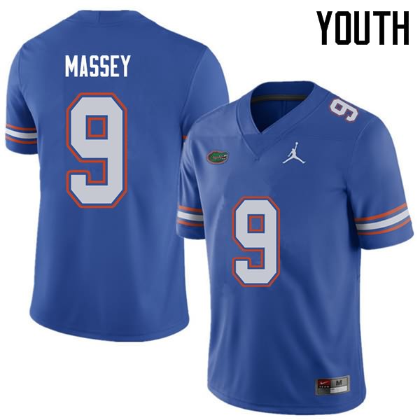 Youth NCAA Florida Gators Dre Massey #9 Stitched Authentic Jordan Brand Royal College Football Jersey KBK2565JE